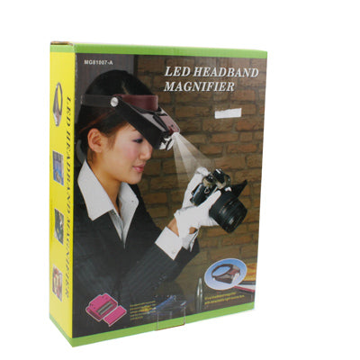 แว่นขยายแบบคาดศีรษะ 1.5X / 3X / 8.5X / 10X พร้อมไฟ LED 2 ดวง, MG81007-A(Brown), MG81007-A(Grey)