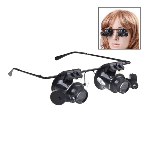 20X แว่นตาประเภทซ่อมนาฬิกา Loupe แว่นขยายพร้อมไฟ LED, Dual