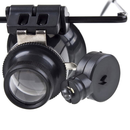 20X แว่นตาประเภทซ่อมนาฬิกา Loupe แว่นขยายพร้อมไฟ LED, Dual