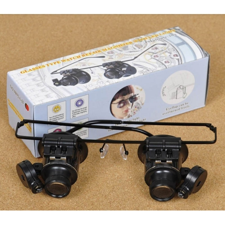 20X แว่นตาประเภทซ่อมนาฬิกา Loupe แว่นขยายพร้อมไฟ LED, Dual