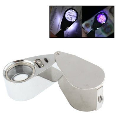 การเคลือบโลหะเต็มรูปแบบ 10X แว่นขยายแว่นขยายพร้อมไฟ LED 3 ดวงสำหรับการตรวจจับสกุลเงินและการระบุเครื่องประดับ, 10X (3 LED)