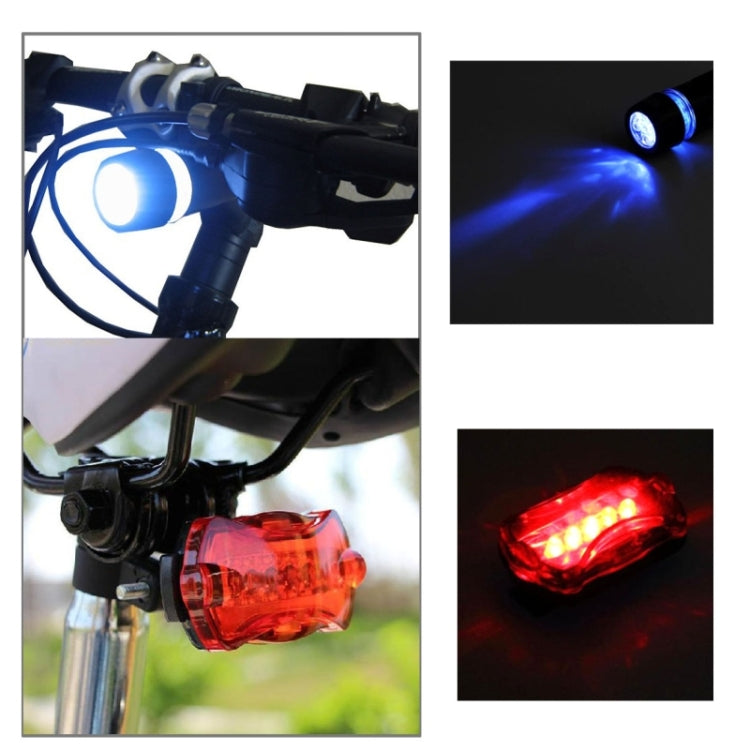 ไฟหน้าจักรยานกันน้ำ LED 5 ดวง + ไฟฉายนิรภัยด้านหลัง, Bicycle Head Light+ Rear Safety Flashlight