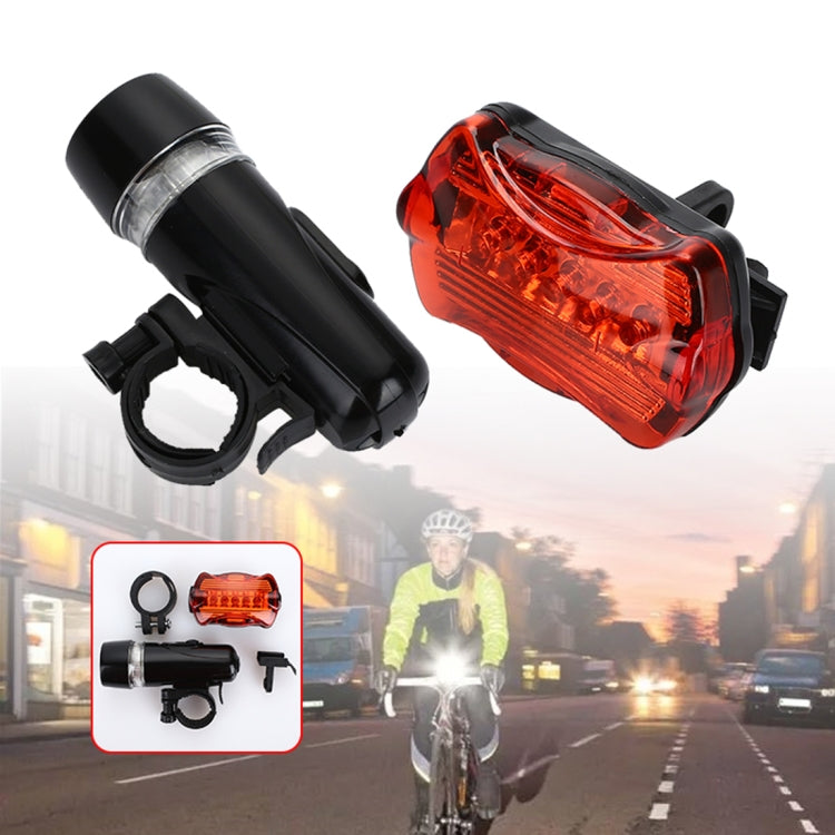 ไฟหน้าจักรยานกันน้ำ LED 5 ดวง + ไฟฉายนิรภัยด้านหลัง, Bicycle Head Light+ Rear Safety Flashlight
