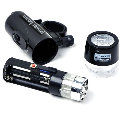 ไฟหน้าจักรยานกันน้ำ LED 5 ดวง + ไฟฉายนิรภัยด้านหลัง, Bicycle Head Light+ Rear Safety Flashlight