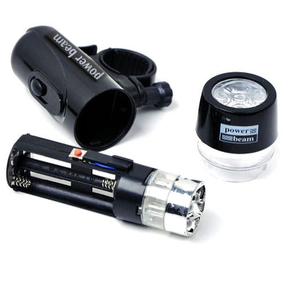 ไฟหน้าจักรยานกันน้ำ LED 5 ดวง + ไฟฉายนิรภัยด้านหลัง, Bicycle Head Light+ Rear Safety Flashlight