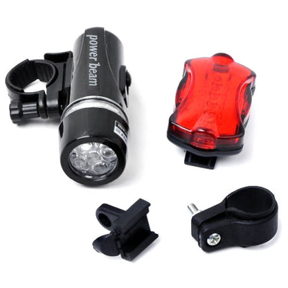 ไฟหน้าจักรยานกันน้ำ LED 5 ดวง + ไฟฉายนิรภัยด้านหลัง, Bicycle Head Light+ Rear Safety Flashlight