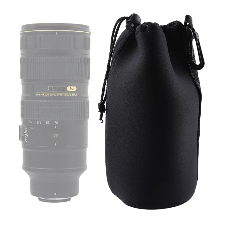 กระเป๋าใส่เลนส์กล้อง Neoprene SLR พร้อมคาราบิเนอร์ ขนาด: 10x22ซม, Size: 10x22cm