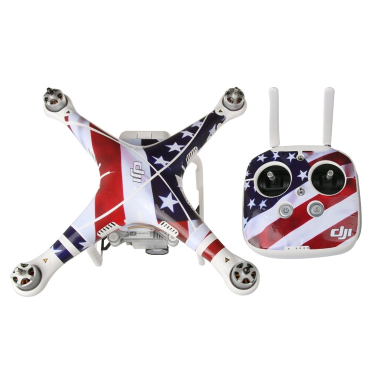 สติ๊กเกอร์กันน้ำ PVC คาร์บอนไฟเบอร์เลียนแบบ 4D ชุด สำหรับ DJI Phantom 3 โดรน และรีโมทคอนโทรลและแบตเตอรี่