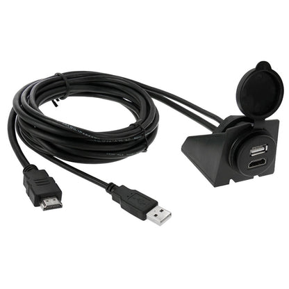 USB 2.0 และ HDMI (Type-A) สายต่อชายเป็นหญิง ความยาว: 2 ม, USB 2.0 & HDMI (Type-A) Male to Female