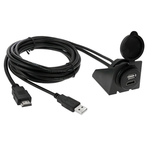 USB 2.0 และ HDMI (Type-A) สายต่อชายเป็นหญิง ความยาว: 2 ม, USB 2.0 & HDMI (Type-A) Male to Female