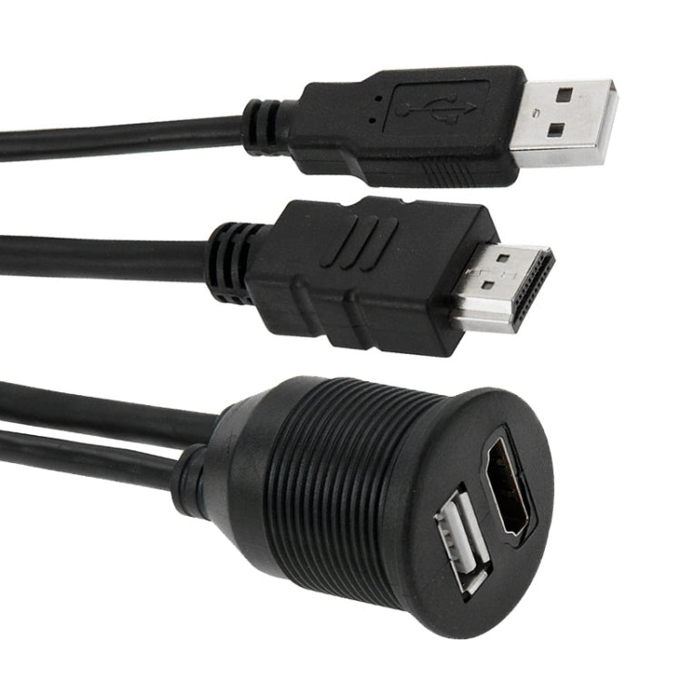 USB 2.0 และ HDMI (Type-A) สายต่อชายเป็นหญิง ความยาว: 2 ม, USB 2.0 & HDMI (Type-A) Male to Female