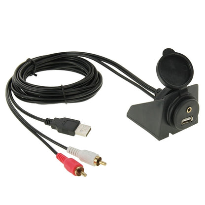 USB 2.0 และ 2 RCA ชายกับ USB 2.0 และสายอะแดปเตอร์หญิง 3.5 มม. พร้อม Car Flush Mount ความยาว: 2 ม., USB 2.0 & 2 RCA Male to USB 2.0 & 3.5mm Female