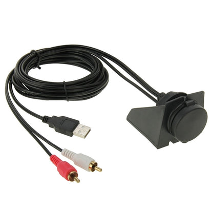 USB 2.0 และ 2 RCA ชายกับ USB 2.0 และสายอะแดปเตอร์หญิง 3.5 มม. พร้อม Car Flush Mount ความยาว: 2 ม., USB 2.0 & 2 RCA Male to USB 2.0 & 3.5mm Female