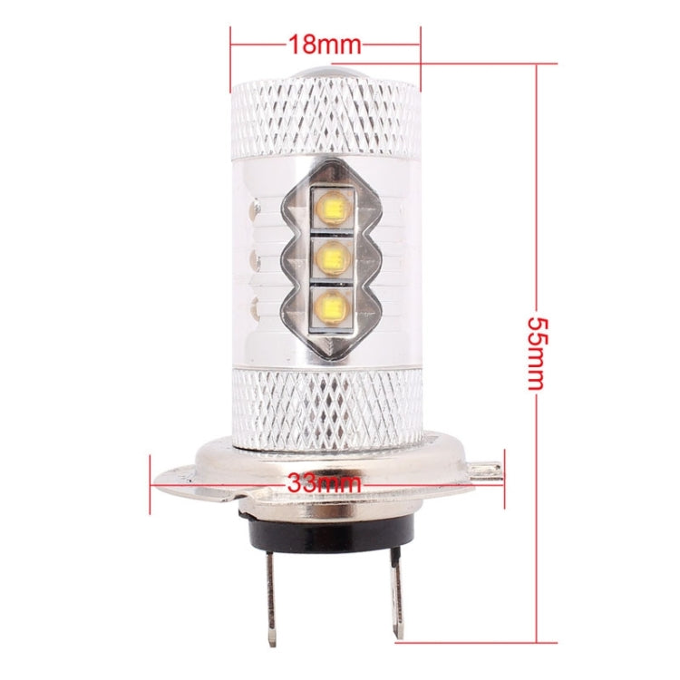H7 80W 800LM 6500K แสงสีขาว 16-3535-LEDs ไฟตัดหมอกรถยนต์, กระแสไฟคงที่, DC12-24V, H7