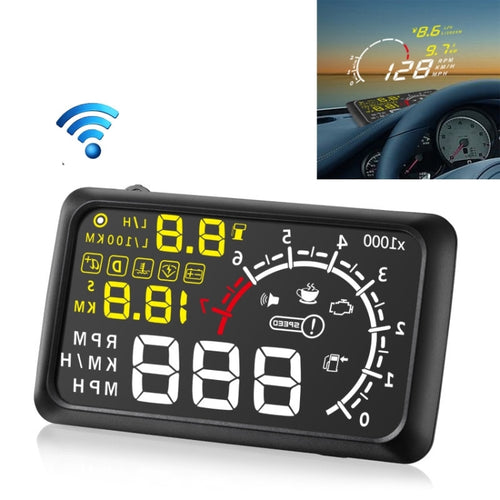 X3 บลูทูธ 5.5 นิ้วรถยนต์ OBDII / EUOBD HUD ติดตั้งบนรถ Head Up Display ระบบรักษาความปลอดภัย, รองรับความเร็วและการใช้เชื้อเพลิง, ปลุก Overspeed, อุณหภูมิของน้ำ ฯลฯ, X3 5.5 inch