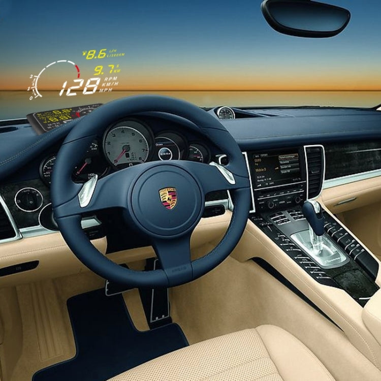 X3 บลูทูธ 5.5 นิ้วรถยนต์ OBDII / EUOBD HUD ติดตั้งบนรถ Head Up Display ระบบรักษาความปลอดภัย, รองรับความเร็วและการใช้เชื้อเพลิง, ปลุก Overspeed, อุณหภูมิของน้ำ ฯลฯ, X3 5.5 inch