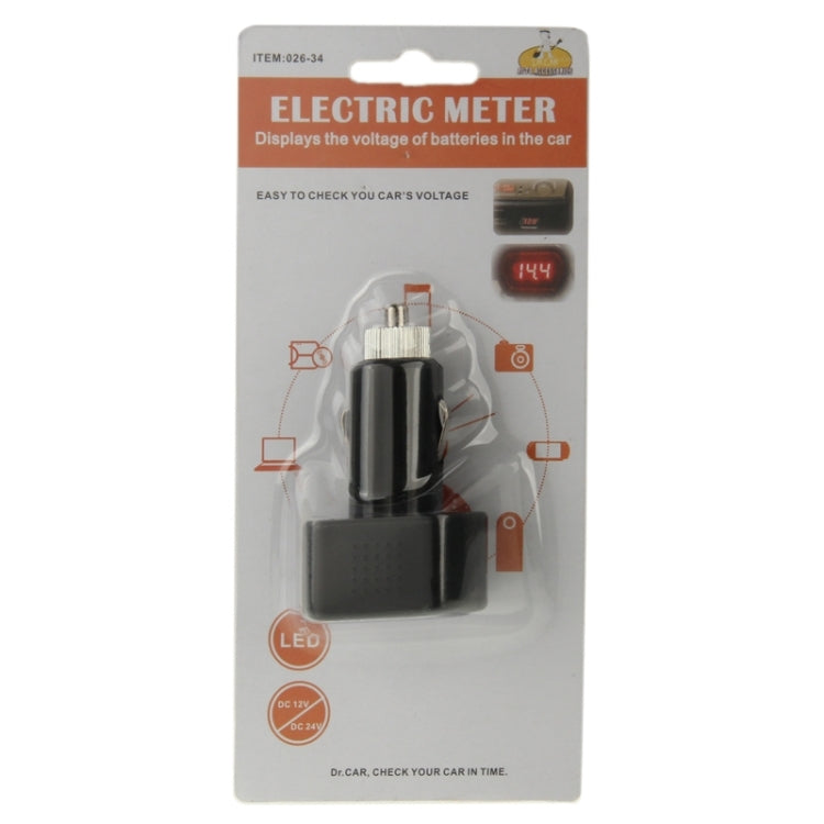 DC 12V / 24V จอแสดงผล LED มินิไฟฟ้าอัตโนมัติโวลต์มิเตอร์, Mini Auto Electric Voltmeter