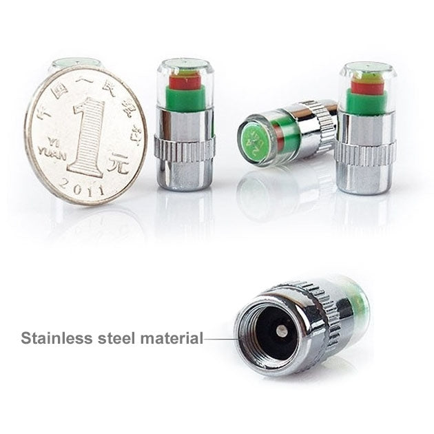 4 ชิ้น 2.4 บาร์ฝาเกลียวตรวจจับแรงดันลมยาง, Tire Pressure Detection Screw Cap