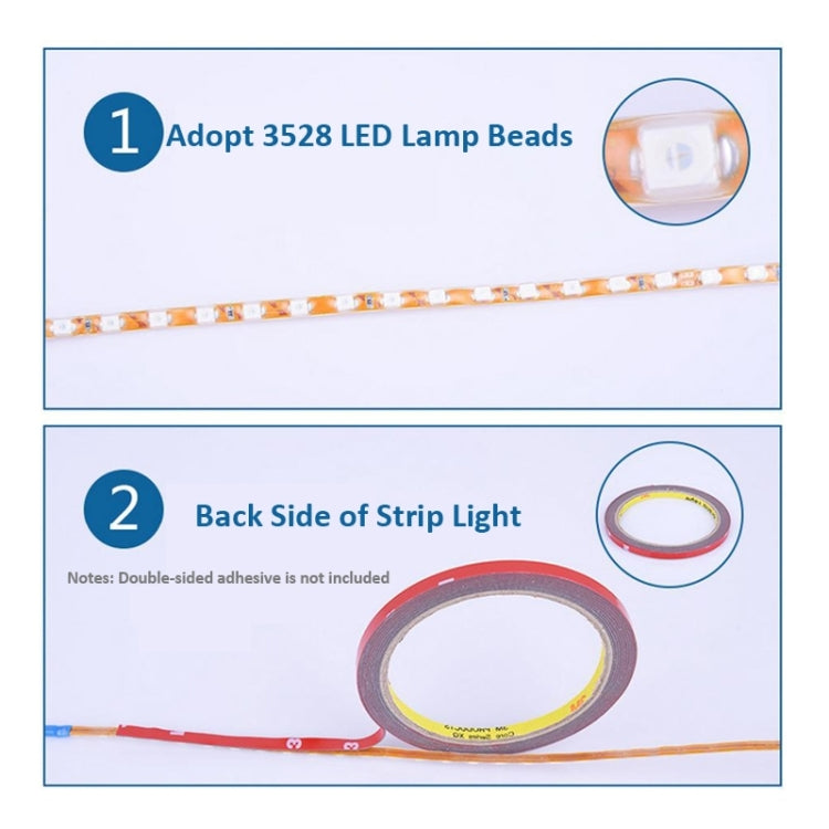 5 ชิ้นตามปกติสไตล์ 45 LED 3528 SMD กันน้ำรถยืดหยุ่นแถบแสงสำหรับตกแต่งรถยนต์, DC 12V, ความยาว: 45 ซม., 45cm+Dark Blue, 45cm+Green, 45cm+Ice blue, 45cm+Pink, 45cm+Red, 45cm+White, 45cm+Yellow