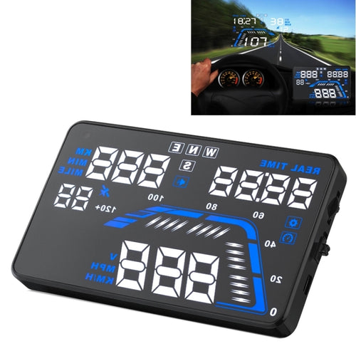 Q7 5.5 นิ้วรถ GPS HUD ระบบรักษาความปลอดภัยจอแสดงผล Head Up ที่ติดตั้งในยานพาหนะ, รองรับความเร็ว & เรียลไทม์ & ระดับความสูง & ปลุกความเร็วเกิน & หมายเลขดาวเทียม ฯลฯ, Q7