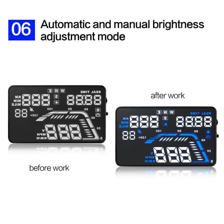 Q7 5.5 นิ้วรถ GPS HUD ระบบรักษาความปลอดภัยจอแสดงผล Head Up ที่ติดตั้งในยานพาหนะ, รองรับความเร็ว & เรียลไทม์ & ระดับความสูง & ปลุกความเร็วเกิน & หมายเลขดาวเทียม ฯลฯ, Q7