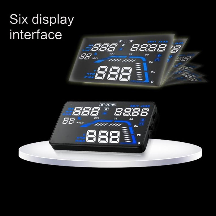Q7 5.5 นิ้วรถ GPS HUD ระบบรักษาความปลอดภัยจอแสดงผล Head Up ที่ติดตั้งในยานพาหนะ, รองรับความเร็ว & เรียลไทม์ & ระดับความสูง & ปลุกความเร็วเกิน & หมายเลขดาวเทียม ฯลฯ, Q7