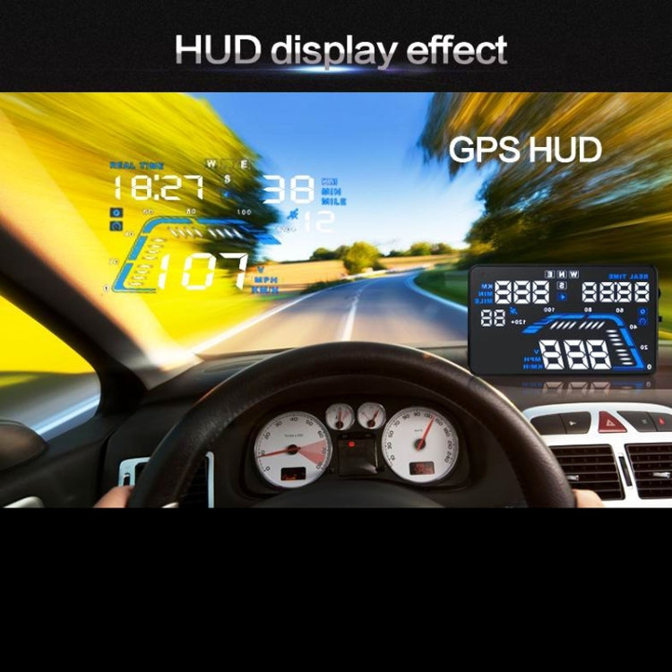 Q7 5.5 นิ้วรถ GPS HUD ระบบรักษาความปลอดภัยจอแสดงผล Head Up ที่ติดตั้งในยานพาหนะ, รองรับความเร็ว & เรียลไทม์ & ระดับความสูง & ปลุกความเร็วเกิน & หมายเลขดาวเทียม ฯลฯ, Q7