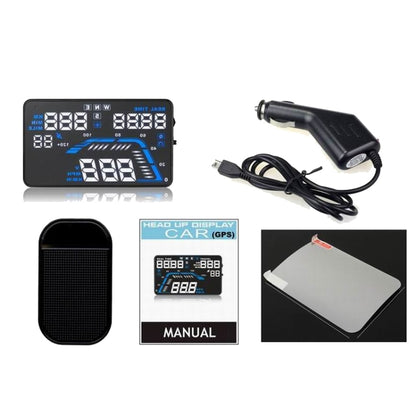 Q7 5.5 นิ้วรถ GPS HUD ระบบรักษาความปลอดภัยจอแสดงผล Head Up ที่ติดตั้งในยานพาหนะ, รองรับความเร็ว & เรียลไทม์ & ระดับความสูง & ปลุกความเร็วเกิน & หมายเลขดาวเทียม ฯลฯ, Q7