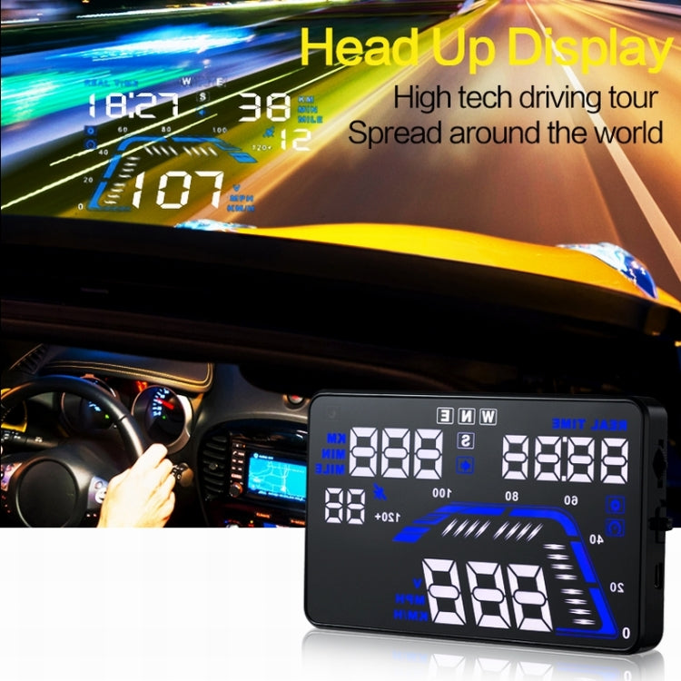 Q7 5.5 นิ้วรถ GPS HUD ระบบรักษาความปลอดภัยจอแสดงผล Head Up ที่ติดตั้งในยานพาหนะ, รองรับความเร็ว & เรียลไทม์ & ระดับความสูง & ปลุกความเร็วเกิน & หมายเลขดาวเทียม ฯลฯ, Q7