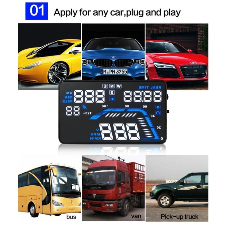 Q7 5.5 นิ้วรถ GPS HUD ระบบรักษาความปลอดภัยจอแสดงผล Head Up ที่ติดตั้งในยานพาหนะ, รองรับความเร็ว & เรียลไทม์ & ระดับความสูง & ปลุกความเร็วเกิน & หมายเลขดาวเทียม ฯลฯ, Q7