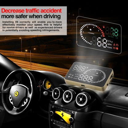X6 3.5 นิ้วรถยนต์ OBDII / EUOBD HUD ติดตั้งบนรถ Head Up Display ระบบรักษาความปลอดภัย, รองรับความเร็วและอุณหภูมิของน้ำ & สัญญาณเตือนความเร็ว & การใช้เชื้อเพลิง & แรงดันแบตเตอรี่ ฯลฯ, X6
