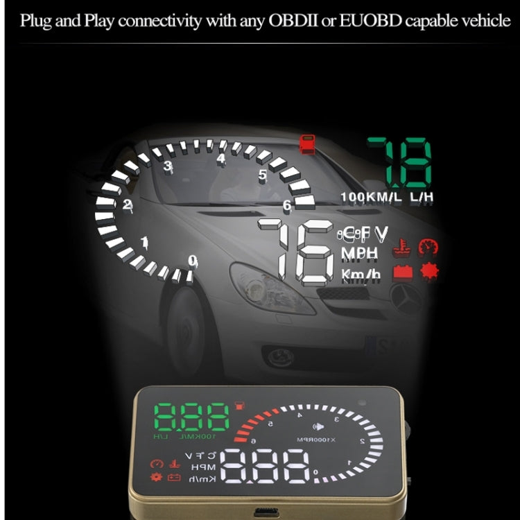 X6 3.5 นิ้วรถยนต์ OBDII / EUOBD HUD ติดตั้งบนรถ Head Up Display ระบบรักษาความปลอดภัย, รองรับความเร็วและอุณหภูมิของน้ำ & สัญญาณเตือนความเร็ว & การใช้เชื้อเพลิง & แรงดันแบตเตอรี่ ฯลฯ, X6