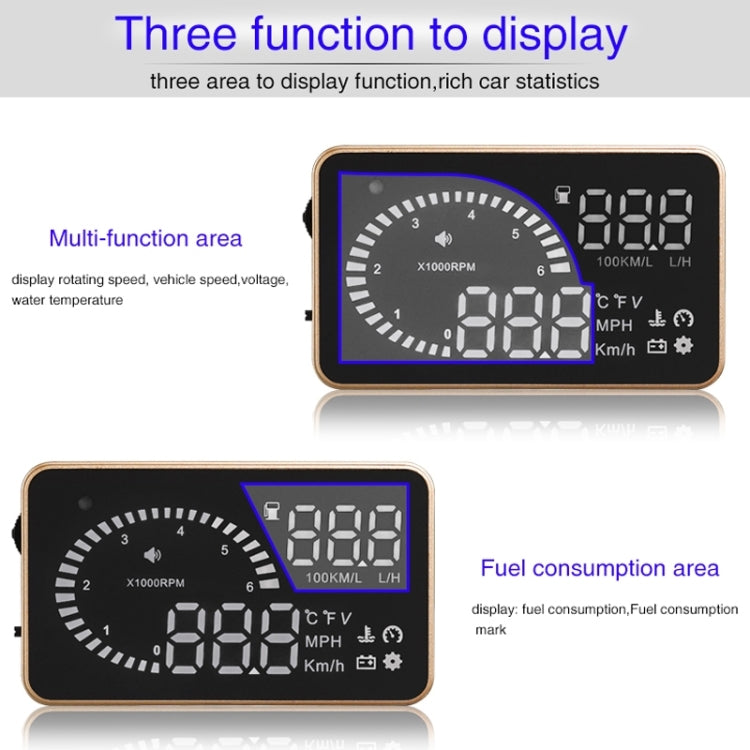 X6 3.5 นิ้วรถยนต์ OBDII / EUOBD HUD ติดตั้งบนรถ Head Up Display ระบบรักษาความปลอดภัย, รองรับความเร็วและอุณหภูมิของน้ำ & สัญญาณเตือนความเร็ว & การใช้เชื้อเพลิง & แรงดันแบตเตอรี่ ฯลฯ, X6