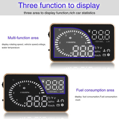 X6 3.5 นิ้วรถยนต์ OBDII / EUOBD HUD ติดตั้งบนรถ Head Up Display ระบบรักษาความปลอดภัย, รองรับความเร็วและอุณหภูมิของน้ำ & สัญญาณเตือนความเร็ว & การใช้เชื้อเพลิง & แรงดันแบตเตอรี่ ฯลฯ, X6