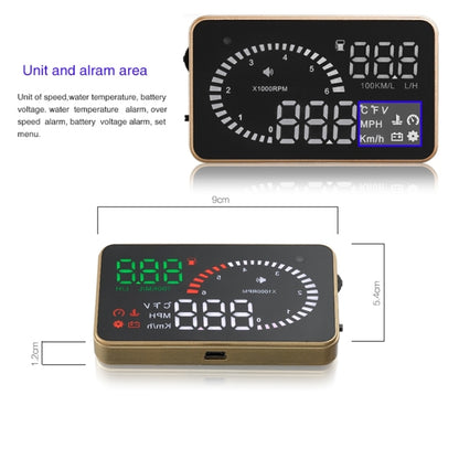 X6 3.5 นิ้วรถยนต์ OBDII / EUOBD HUD ติดตั้งบนรถ Head Up Display ระบบรักษาความปลอดภัย, รองรับความเร็วและอุณหภูมิของน้ำ & สัญญาณเตือนความเร็ว & การใช้เชื้อเพลิง & แรงดันแบตเตอรี่ ฯลฯ, X6