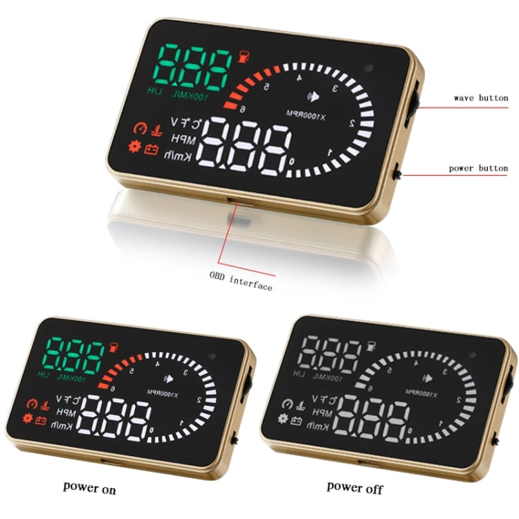 X6 3.5 นิ้วรถยนต์ OBDII / EUOBD HUD ติดตั้งบนรถ Head Up Display ระบบรักษาความปลอดภัย, รองรับความเร็วและอุณหภูมิของน้ำ & สัญญาณเตือนความเร็ว & การใช้เชื้อเพลิง & แรงดันแบตเตอรี่ ฯลฯ, X6