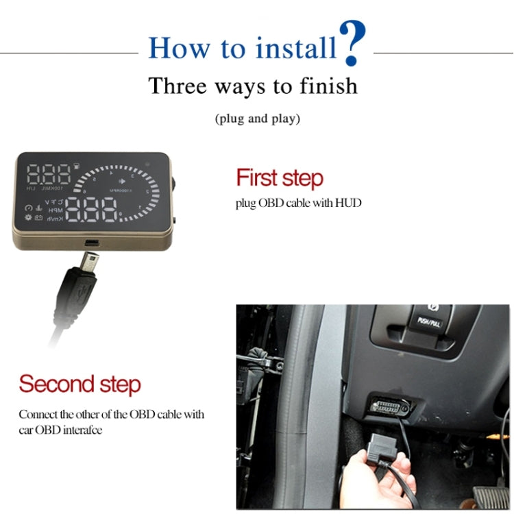 X6 3.5 นิ้วรถยนต์ OBDII / EUOBD HUD ติดตั้งบนรถ Head Up Display ระบบรักษาความปลอดภัย, รองรับความเร็วและอุณหภูมิของน้ำ & สัญญาณเตือนความเร็ว & การใช้เชื้อเพลิง & แรงดันแบตเตอรี่ ฯลฯ, X6