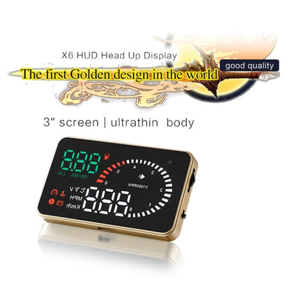 X6 3.5 นิ้วรถยนต์ OBDII / EUOBD HUD ติดตั้งบนรถ Head Up Display ระบบรักษาความปลอดภัย, รองรับความเร็วและอุณหภูมิของน้ำ & สัญญาณเตือนความเร็ว & การใช้เชื้อเพลิง & แรงดันแบตเตอรี่ ฯลฯ, X6