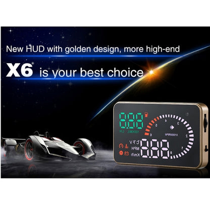 X6 3.5 นิ้วรถยนต์ OBDII / EUOBD HUD ติดตั้งบนรถ Head Up Display ระบบรักษาความปลอดภัย, รองรับความเร็วและอุณหภูมิของน้ำ & สัญญาณเตือนความเร็ว & การใช้เชื้อเพลิง & แรงดันแบตเตอรี่ ฯลฯ, X6