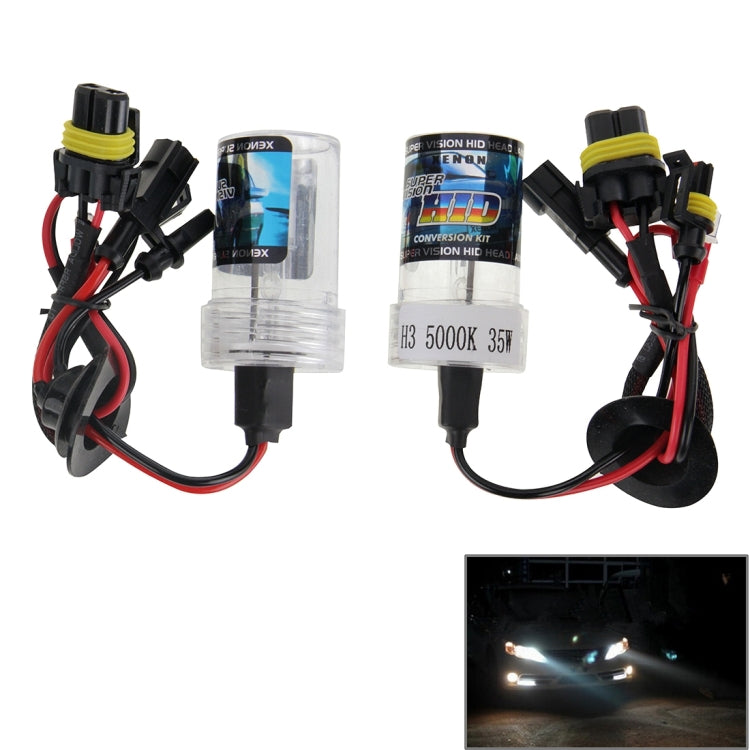 DC12V 35W H3 ไฟซีนอน HID ลำแสงเดี่ยว Super Vision ไฟหน้าแบบกันน้ำ อุณหภูมิสี: 6000K แพ็ค 2 ชิ้น, H3