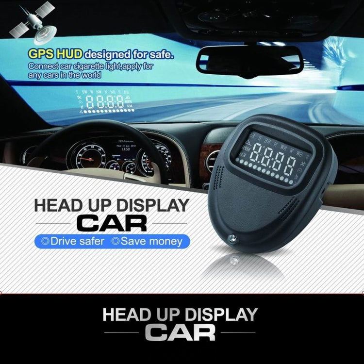 A1 2.0 นิ้วรถ GPS HUD Head Up Display ระบบรักษาความปลอดภัยที่ติดตั้งในยานพาหนะ, รองรับความเร็ว & เวลาจริง & ระดับความสูง & สัญญาณเตือนความเร็วสูง & เข็มทิศ & MPH & การนอนหลับอัตโนมัติ & KM และสัญญาณดาวเทียม, A1