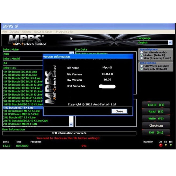 MPPS V16.1.02 ECU Chip Tuningเครื่องมือวินิจฉัยมืออาชีพสำหรับEDC15 / EDC16 / EDC17 Inkl CHECKSUM Read & Writeหน่วยความจำ, Diagnostic Tool