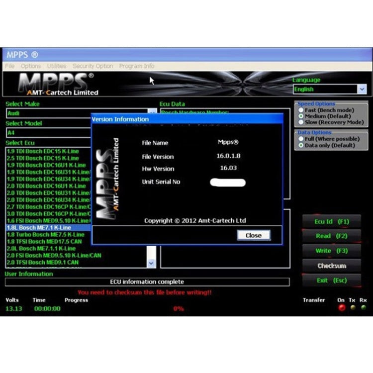 MPPS V16.1.02 ECU Chip Tuningเครื่องมือวินิจฉัยมืออาชีพสำหรับEDC15 / EDC16 / EDC17 Inkl CHECKSUM Read & Writeหน่วยความจำ, Diagnostic Tool