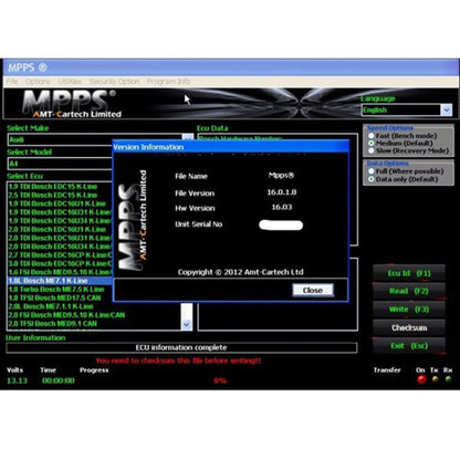 MPPS V16.1.02 ECU Chip Tuningเครื่องมือวินิจฉัยมืออาชีพสำหรับEDC15 / EDC16 / EDC17 Inkl CHECKSUM Read & Writeหน่วยความจำ, Diagnostic Tool
