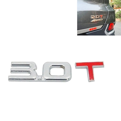3D Universal Decal โลหะโครเมี่ยมรถป้ายสัญลักษณ์สติ๊กเกอร์รถพ่วงแก๊ส Displacement Identification, ขนาด: 8.5x2.5 ซม., 1.6T, 1.8T, 2.0T, 2.5T, 2.8T, 3.0T