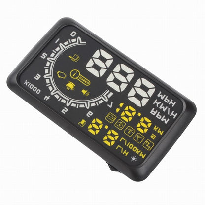 W02 5.5 นิ้วรถ OBDII HUD ระบบเตือนการบริโภคน้ำมันเชื้อเพลิงติดรถยนต์ Head Up Display โปรเจคเตอร์พร้อม LED, W02