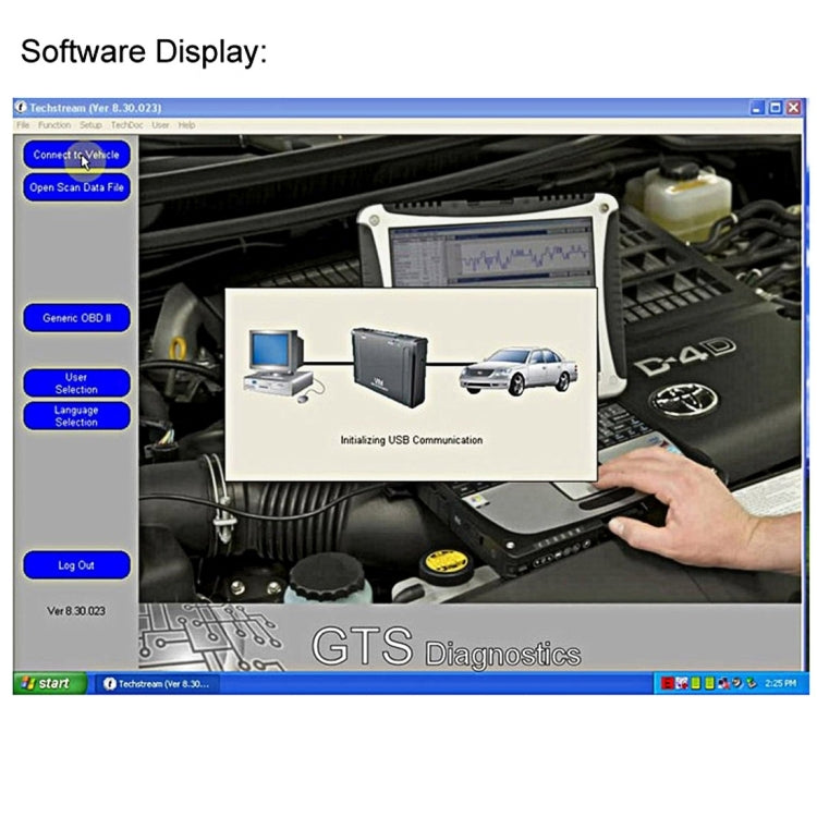 Mini VCI J2534 สายวินิจฉัยเครื่องมือสำหรับ Toyota TIS Tech Stream OBD OBDII เครื่องมือสแกนเนอร์, J2534