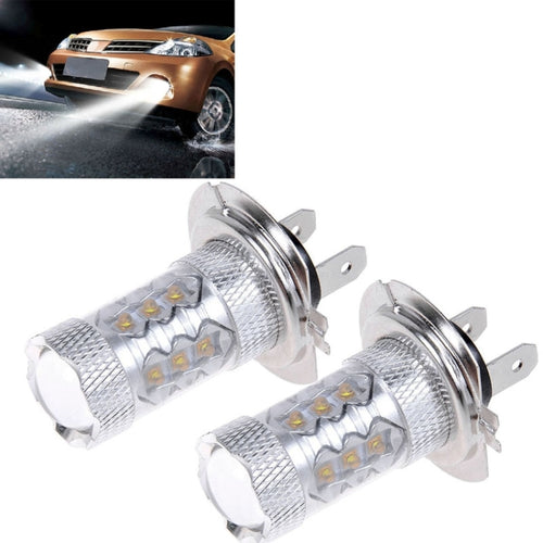 2 ชิ้น H7 800 ลูเมน 80 วัตต์ 16-3535-LEDs 6000K แสงสีขาวรถ LED ไฟตัดหมอก, DC 12-24V, H7 80W