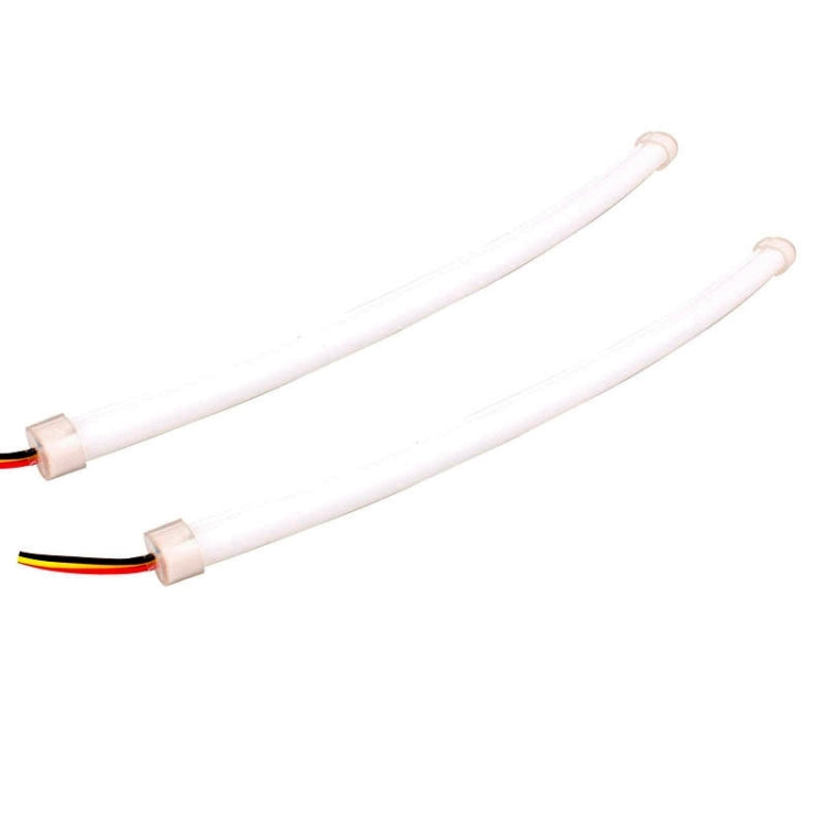 2 ชิ้น 4.5 วัตต์ 270LM 6500K 597-577nm สีขาว + สีเหลืองสาย LED หลอดไฟวิ่งกลางวัน DRL โคมไฟพวงมาลัย, DC12V, ความยาวหลอดไฟ: 45 ซม., 4.5W 270LM