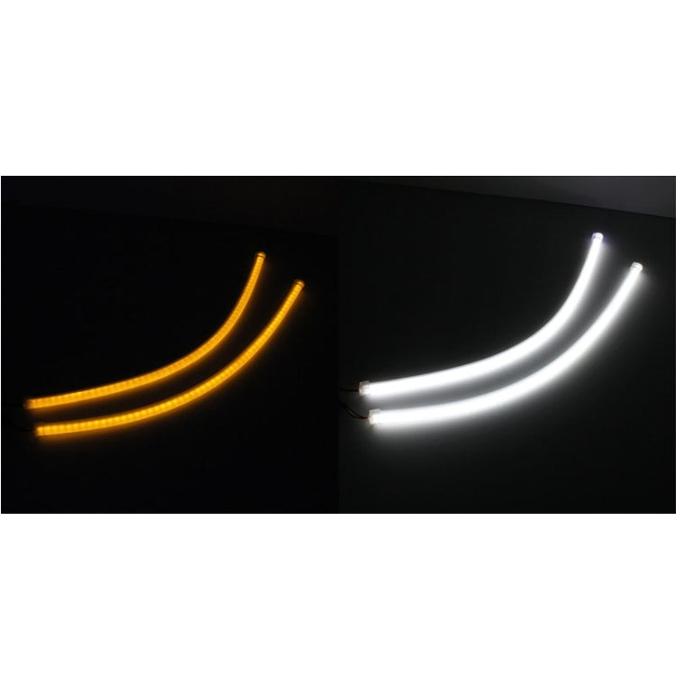 2 ชิ้น 4.5 วัตต์ 270LM 6500K 597-577nm สีขาว + สีเหลืองสาย LED หลอดไฟวิ่งกลางวัน DRL โคมไฟพวงมาลัย, DC12V, ความยาวหลอดไฟ: 45 ซม., 4.5W 270LM